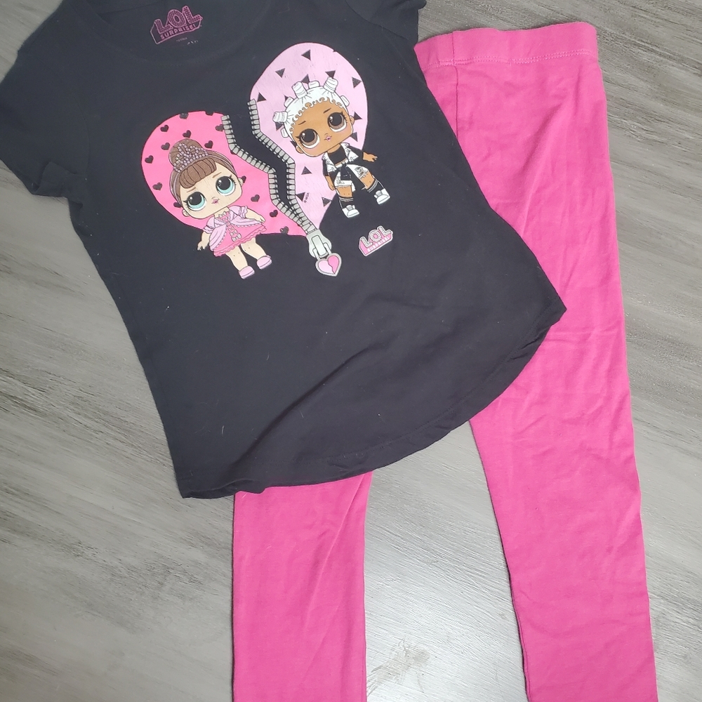 LOL Top with Pink Leggings size S, 6-6x